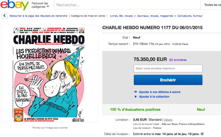 ebayで高値でオークションにかけられるCharlie Hebdo