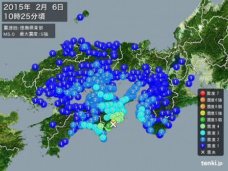 2015/02/06　徳島で震度強の地震