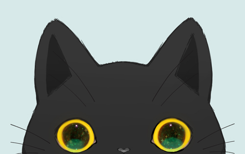 ネコちゃんを描きたかったので黒猫を描く オリジナルイラスト